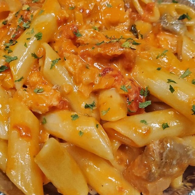 Salmon with Vodka Sauce.