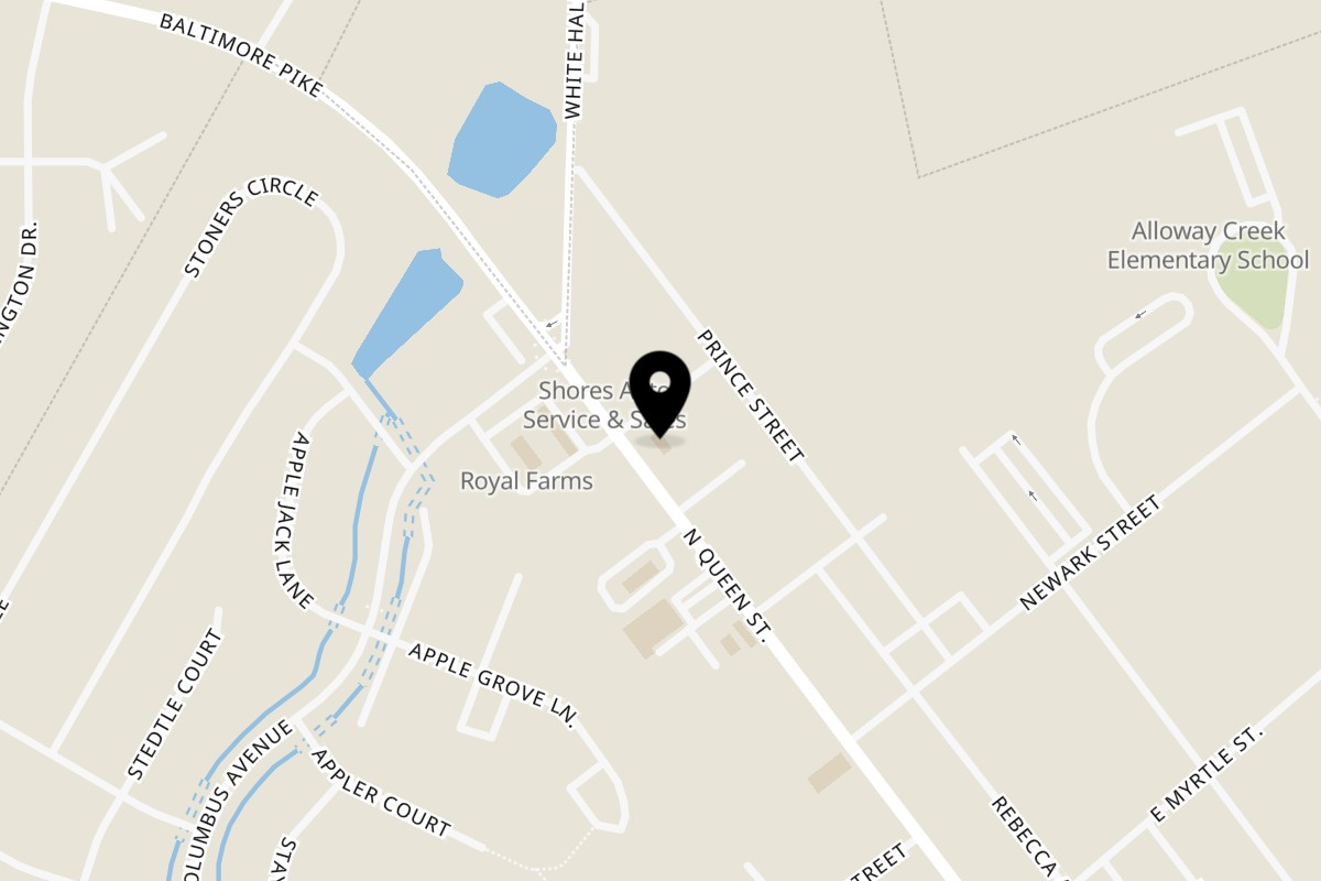 Map showing the location of La Bella Italia Restaurant on 445 N Queen St in Littlestown